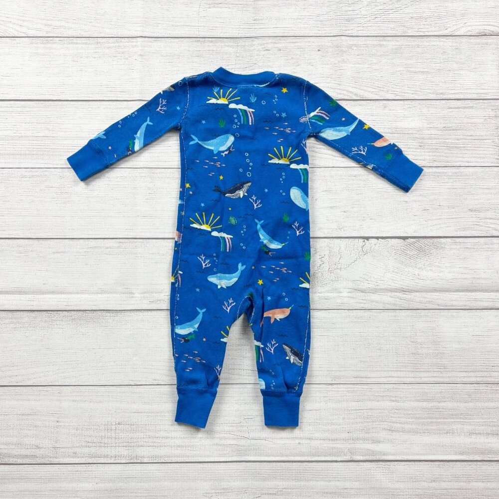 Hanna Andersson Baby Zip Sleeper Whale Organic Pajamas Footless 6-12 Months - Picture 3 of 3